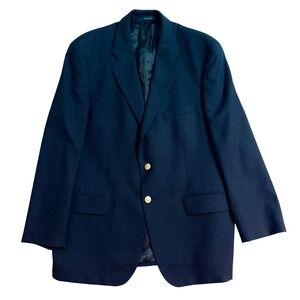 CHAPS Ralph Lauren Men's Navy Wool Blazer Gold Buttons Size 44R